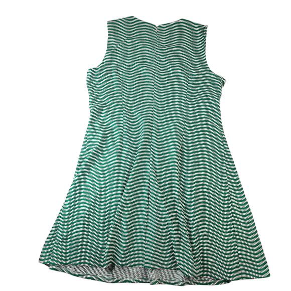 Green White Dress Womens 18 XL Geometric Fit Flare Flowy Sleeveless Polka Dot - Picture 4 of 13
